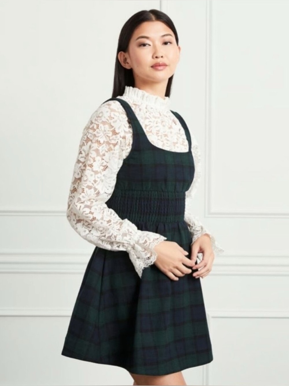 Like New Hill House Home Cher Dress Blackwatch Plaid size M